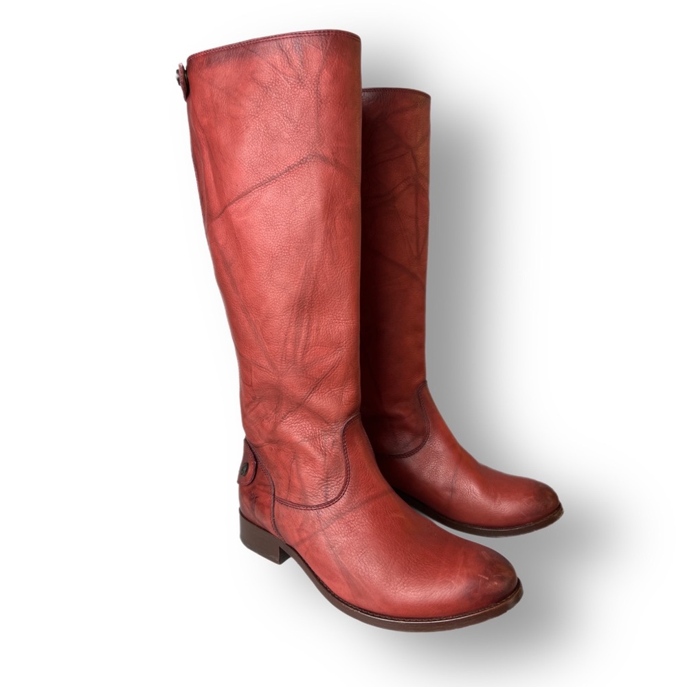 FRYE - Knee High Boots Leather Burnt Red Color 🧡❤️Womens 7B